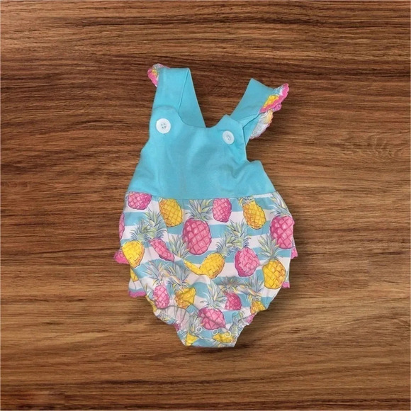 Simply Southern Baby Ruffle Butt Pineapple 6-9 months - Picture 5 of 6